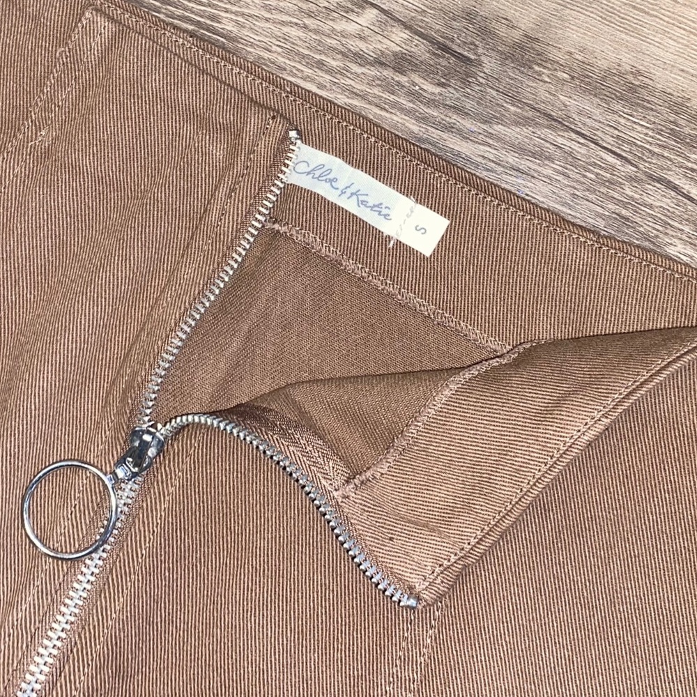 Brown denim mini skirt with O ring zipper - Picture 7 of 7